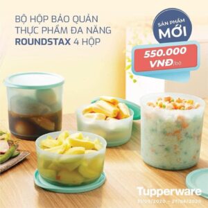 Bộ 4 hộp nhựa đựng thực phẩm Tupperware Roundstax