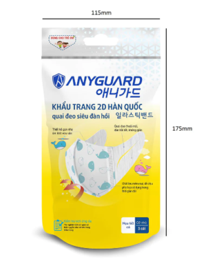 Túi 3 khẩu trang trẻ em 2D Anyguard