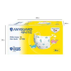 Hộp 50 khẩu trang trẻ em 3 lớp Anyguard