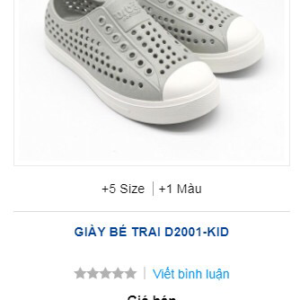 Giày Orban trẻ em D2001 màu ghi đế trắng 5 size 30-34